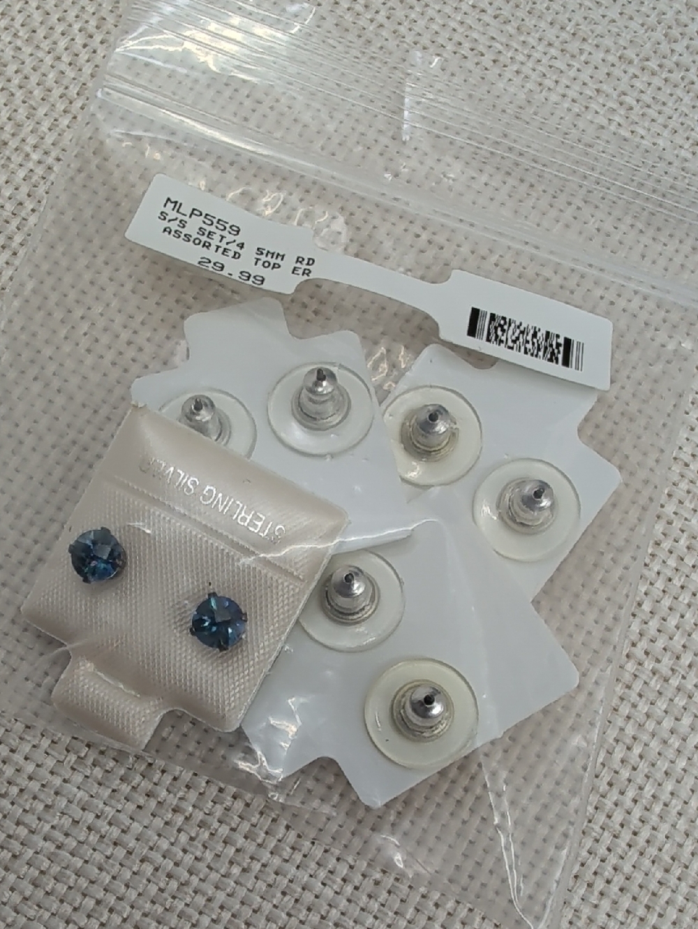 Vintage 925 Sterling Silver Multicolor Crystal Stud Earrings Set of 4 - Picture 14 of 16
